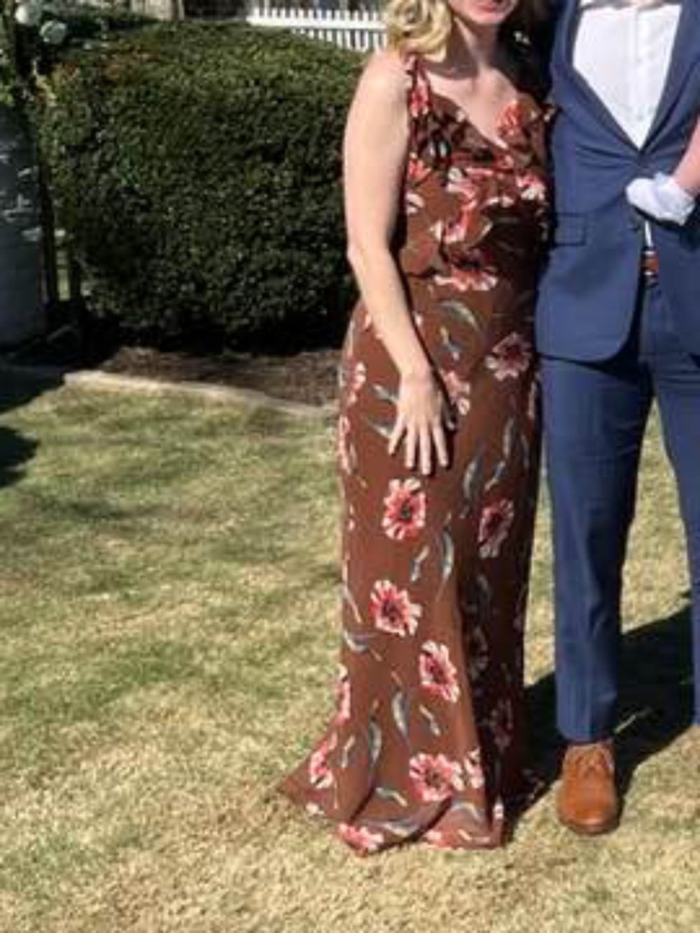 Steve Madden Adalina Brown Floral Ruffled Maxi Dress